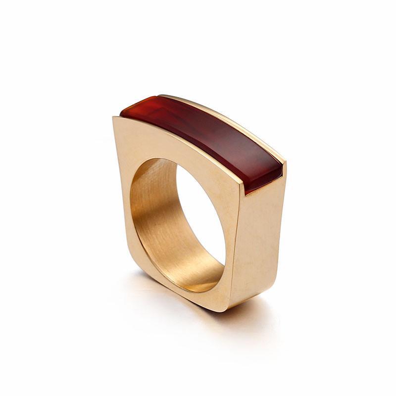 Rossny Stainless Steel Peru Lima Gold Rings For Women Bohemia Colorful Crystal Stone Charm Finger-Rings-Rossny