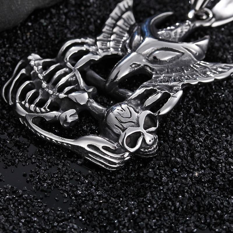 New Punk Necklace Personalised Stainless Steel Eagle Skull Pendant Long Twisted Chain Necklaces Cool Biker Gifts-Necklace Pendant-Rossny