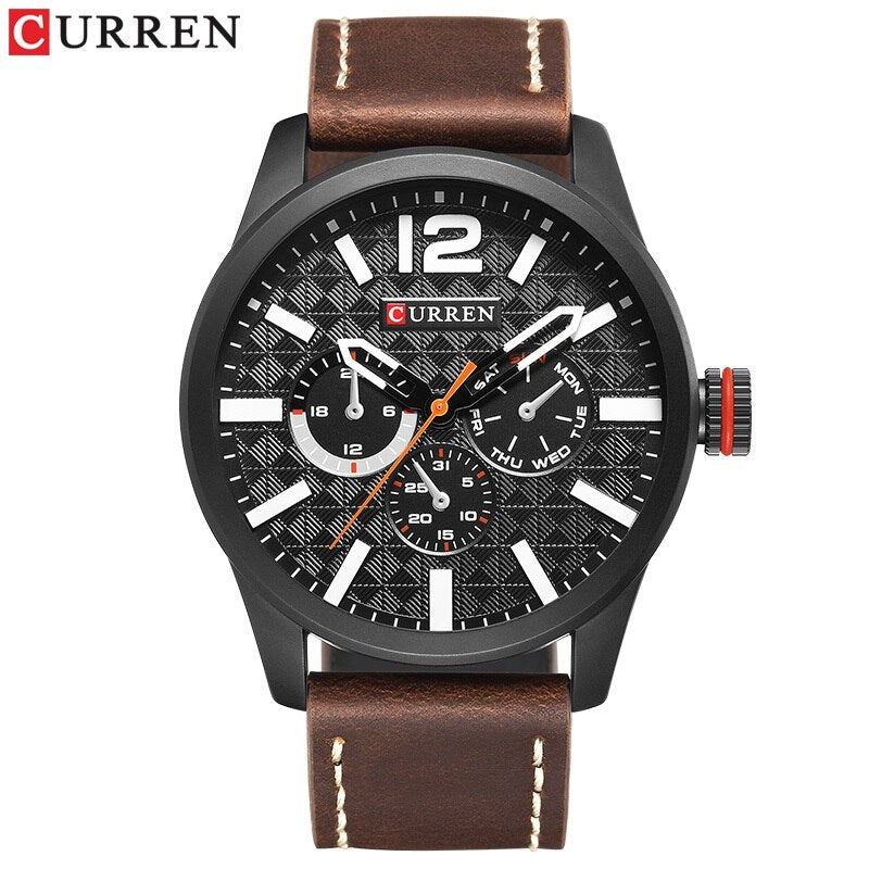 Luxury Brand YSYH Analog Sports Watch Leather Strap Quartz Men Wristwatch