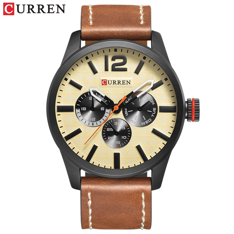 Luxury Brand YSYH Analog Sports Watch Leather Strap Quartz Men Wristwatch