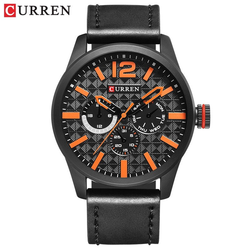Luxury Brand YSYH Analog Sports Watch Leather Strap Quartz Men Wristwatch