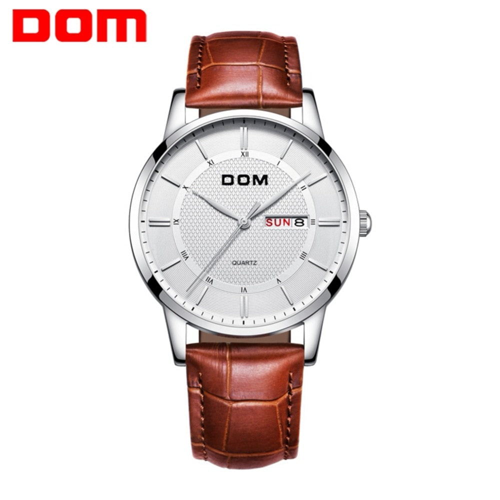 YSYH Men's Watches Ultra-thin Business Casual Leather Wrist Watch Calendar Display Waterproof Multi-function Quartz Clock