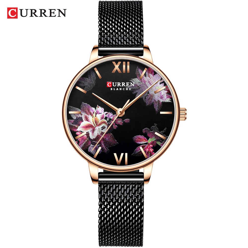 YSYH Fashion Trend Flower Leather Watches Classic Black Wristwatch Female Clock Ladies Quartz Watch relogios feminino