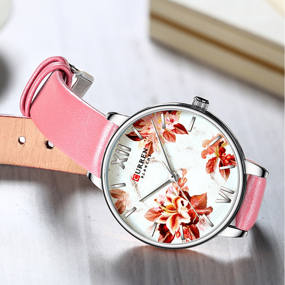 YSYH Fashion Trend Flower Leather Watches Classic Black Wristwatch Female Clock Ladies Quartz Watch relogios feminino