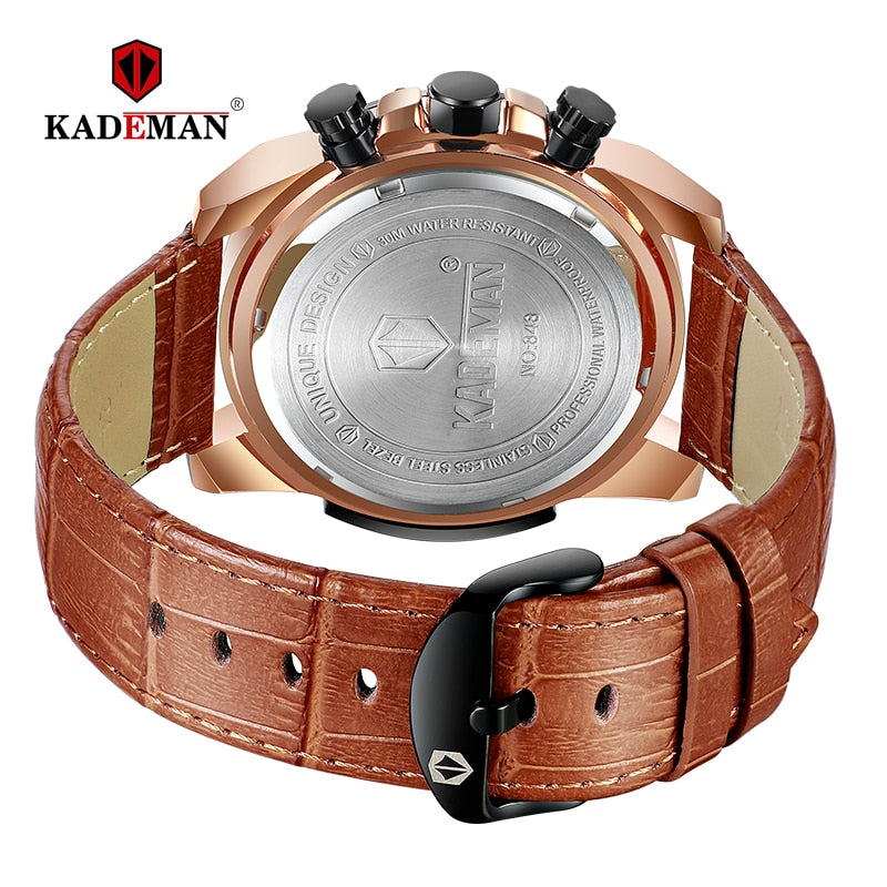 YSYH Men Watches Casual Leather Waterproof Date Quartz Watch