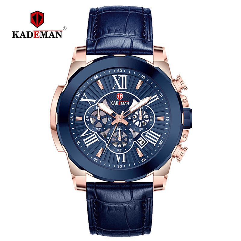 YSYH Men Watches Casual Leather Waterproof Date Quartz Watch