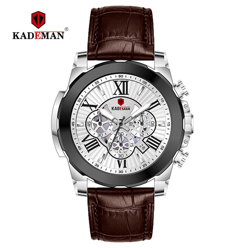 YSYH Men Watches Casual Leather Waterproof Date Quartz Watch