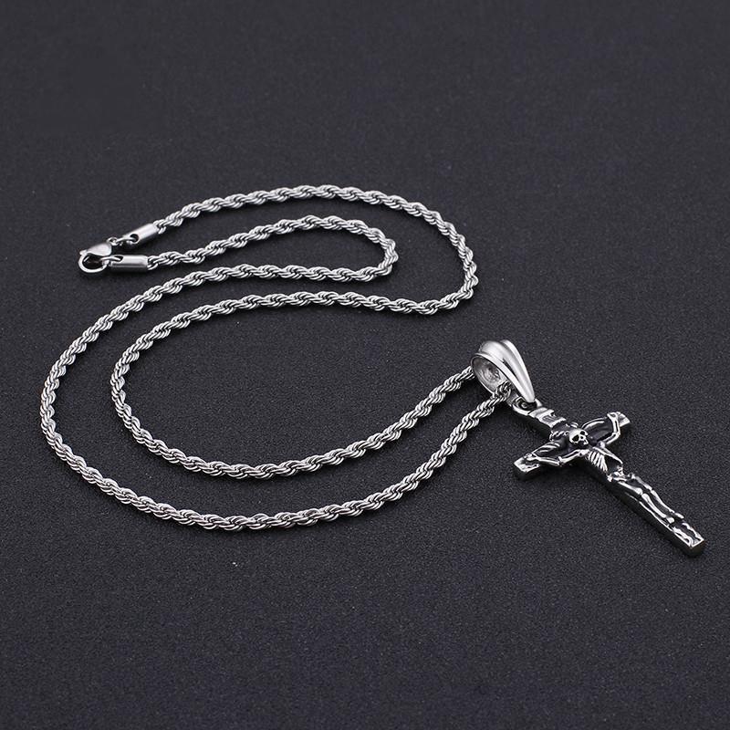 Punk Cross & Skull Stainless Steel Chain Necklace Jewelry-Necklace Pendant-Rossny