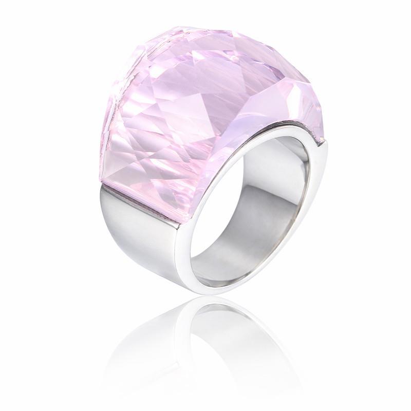 Rossny Bohemia Crystal Wedding Rings For Women Silver Stainless Steel Engagement Jewelry-Rings-Rossny