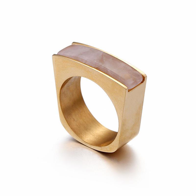 Rossny Stainless Steel Peru Lima Gold Rings For Women Bohemia Colorful Crystal Stone Charm Finger-Rings-Rossny