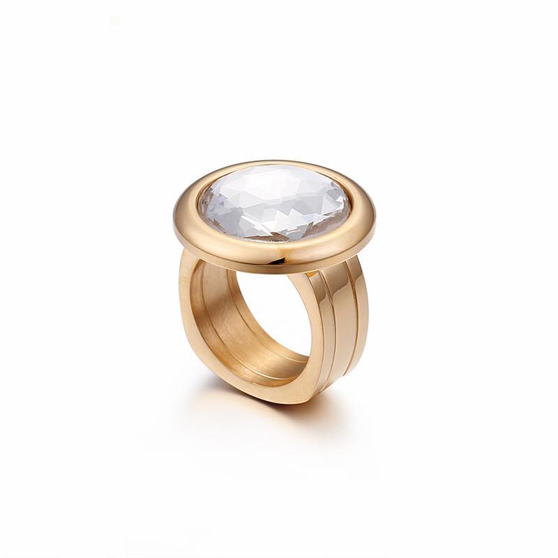 Rossny Women Rings Bulgaria Gold Stainless Steel & Colorful Stone Rings-Rings-Rossny