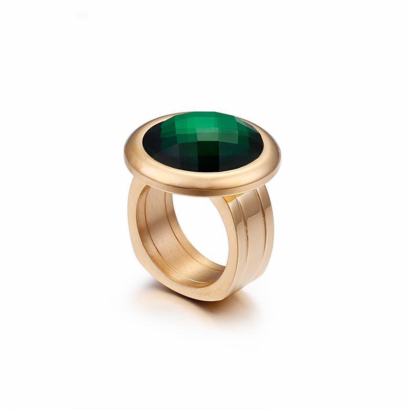 Rossny Women Rings Bulgaria Gold Stainless Steel & Colorful Stone Rings-Rings-Rossny