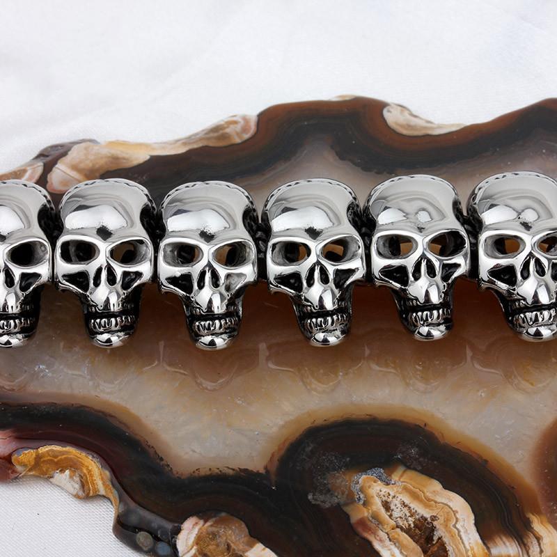 Punk Exaggerate Men's Statement Necklaces Rock 316 Stainless Steel Skull Charm 64CM Long Necklace-Necklace Pendant-Rossny