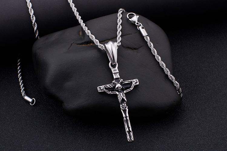 Punk Cross & Skull Stainless Steel Chain Necklace Jewelry-Necklace Pendant-Rossny