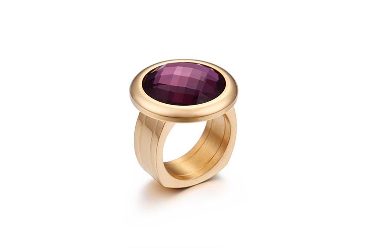 Rossny Women Rings Bulgaria Gold Stainless Steel & Colorful Stone Rings-Rings-Rossny