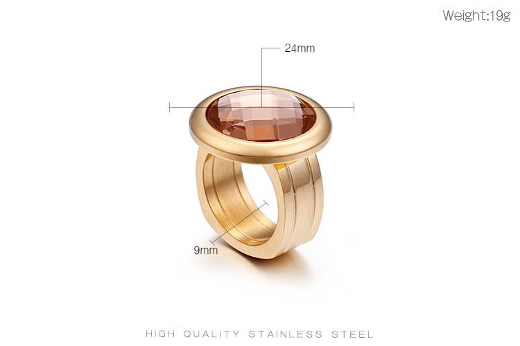 Rossny Women Rings Bulgaria Gold Stainless Steel & Colorful Stone Rings-Rings-Rossny