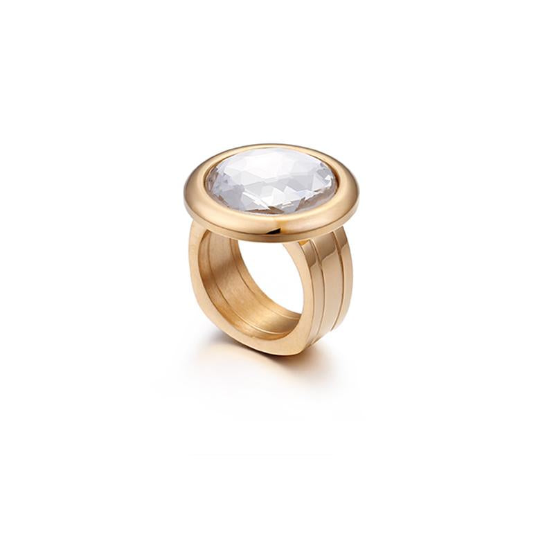Rossny Women Rings Bulgaria Gold Stainless Steel & Colorful Stone Rings-Rings-Rossny