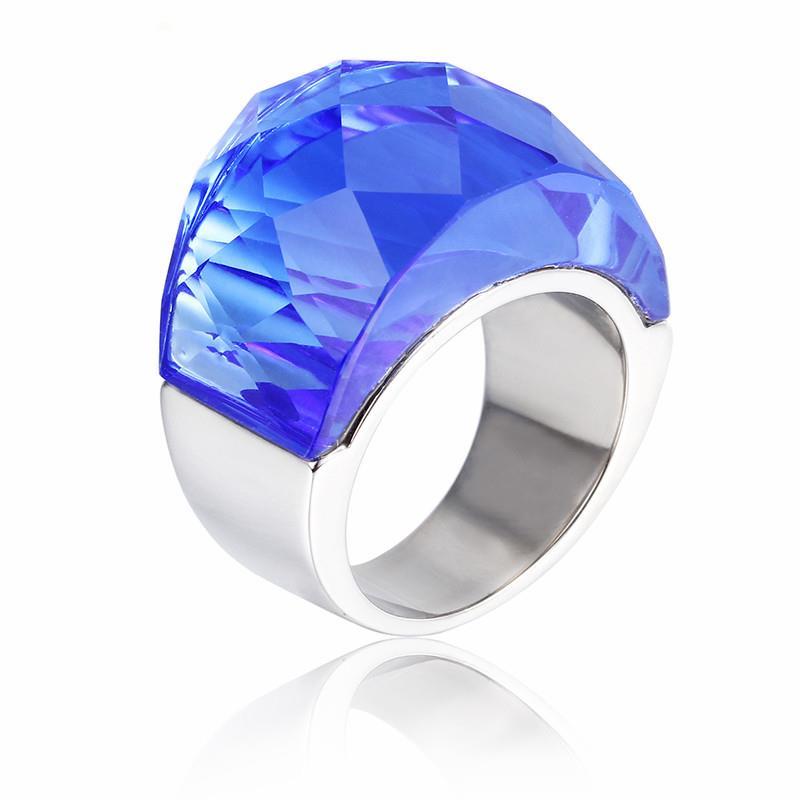 Rossny Bohemia Crystal Wedding Rings For Women Silver Stainless Steel Engagement Jewelry-Rings-Rossny