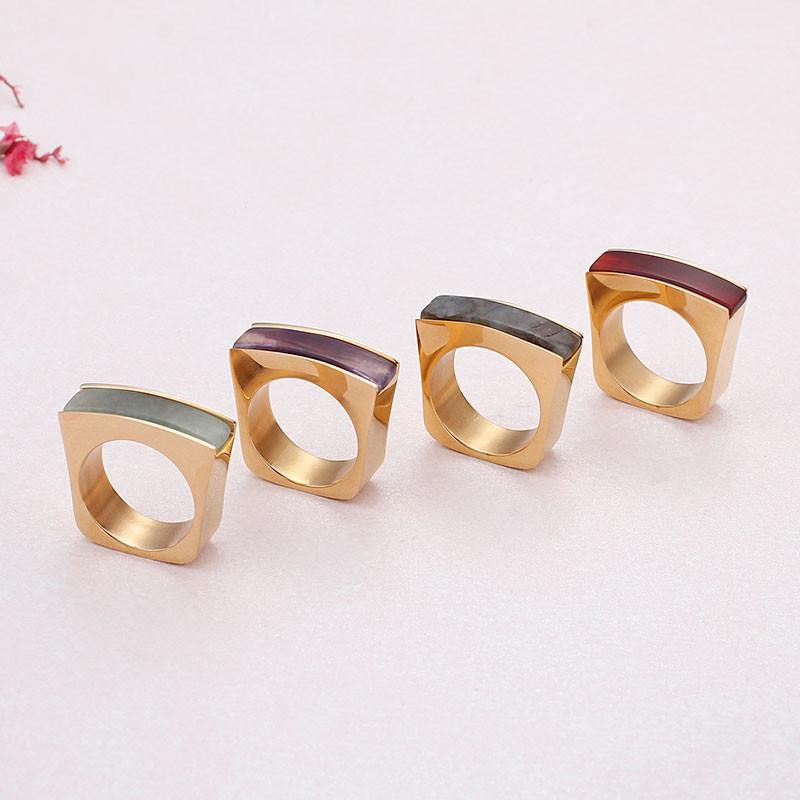 Rossny Stainless Steel Peru Lima Gold Rings For Women Bohemia Colorful Crystal Stone Charm Finger-Rings-Rossny