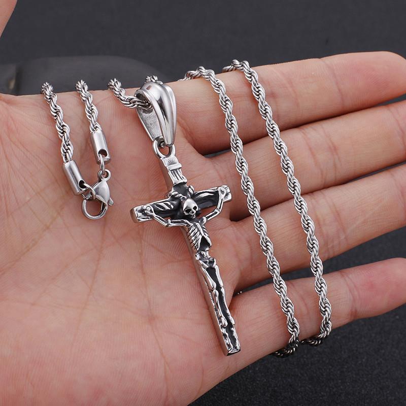 Punk Cross & Skull Stainless Steel Chain Necklace Jewelry-Necklace Pendant-Rossny