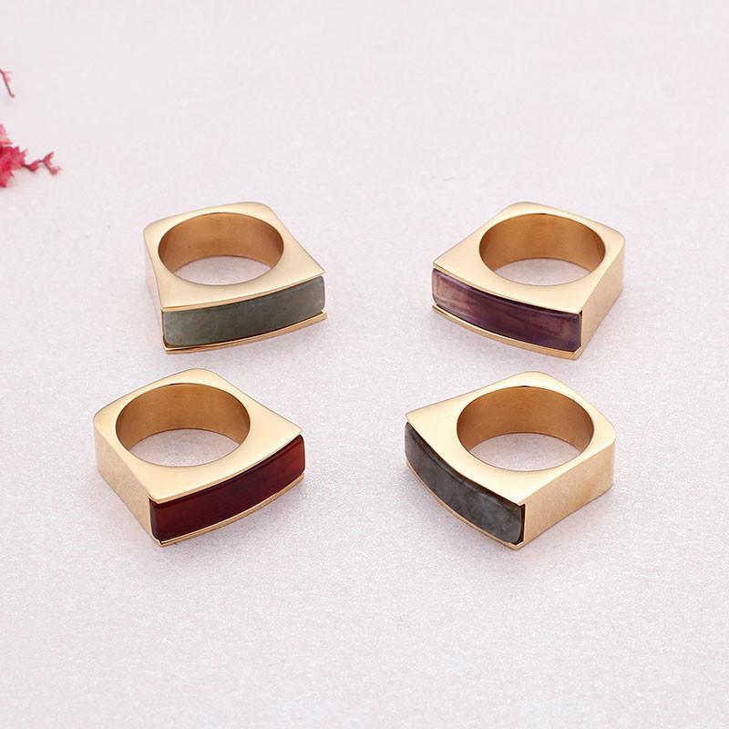 Rossny Stainless Steel Peru Lima Gold Rings For Women Bohemia Colorful Crystal Stone Charm Finger-Rings-Rossny