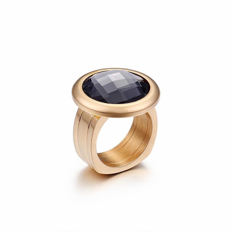 Rossny Women Rings Bulgaria Gold Stainless Steel & Colorful Stone Rings-Rings-Rossny