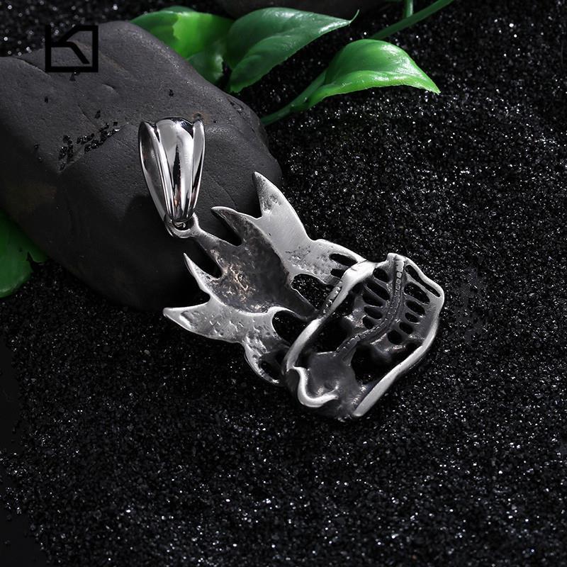 New Punk Necklace Personalised Stainless Steel Eagle Skull Pendant Long Twisted Chain Necklaces Cool Biker Gifts-Necklace Pendant-Rossny