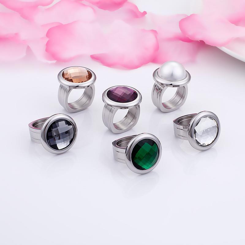 Rossny Women Rings Bulgaria Gold Stainless Steel & Colorful Stone Rings-Rings-Rossny