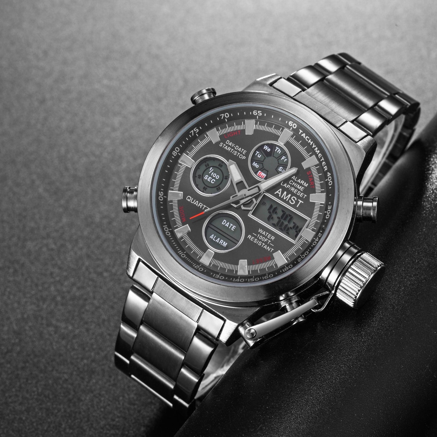 YSYH New Men's Wristwatch Clock Digital Dual Display Watch Male Multi-function Quartz Clock 50M Waterproof Chronograph