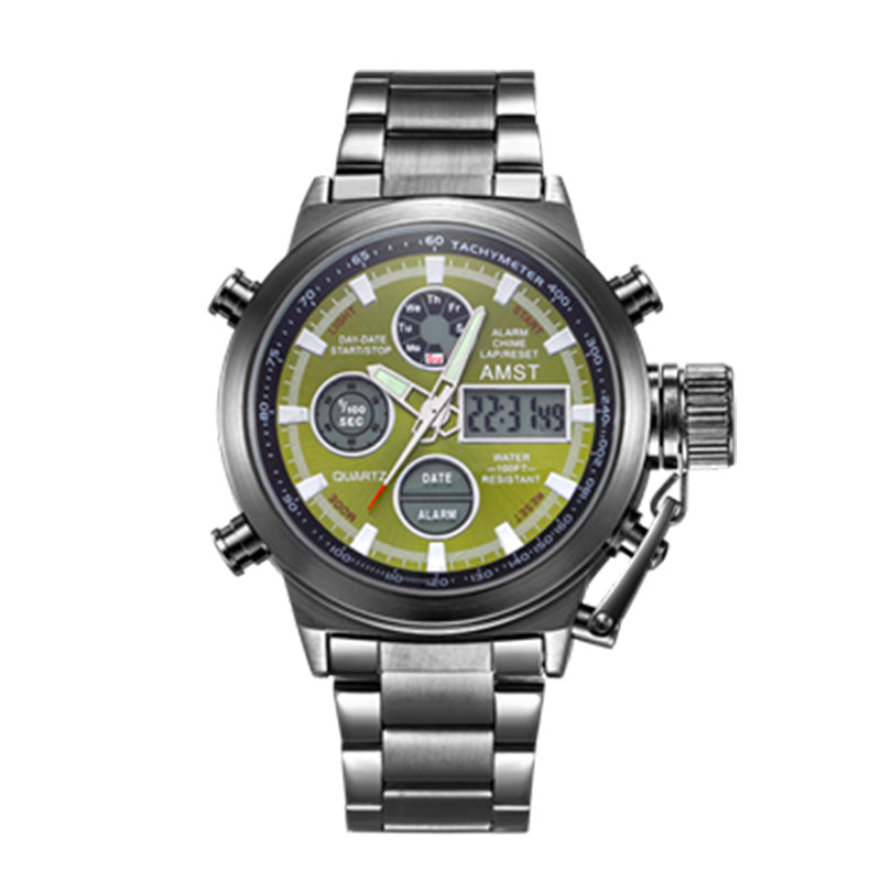 YSYH New Men's Wristwatch Clock Digital Dual Display Watch Male Multi-function Quartz Clock 50M Waterproof Chronograph