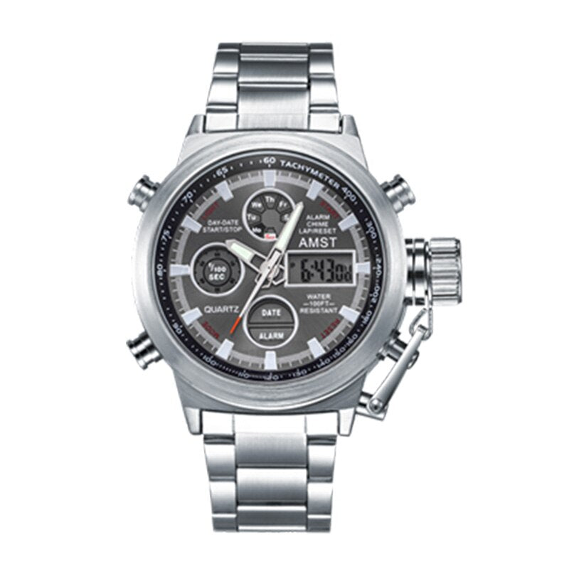 YSYH New Men's Wristwatch Clock Digital Dual Display Watch Male Multi-function Quartz Clock 50M Waterproof Chronograph