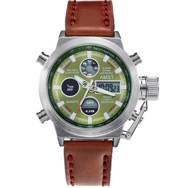 YSYH Wrangler Series Men's Watch 50 Meter Dive Leather Strap Military Watch Men's Waterproof Sports Quartz Alarm Clock New