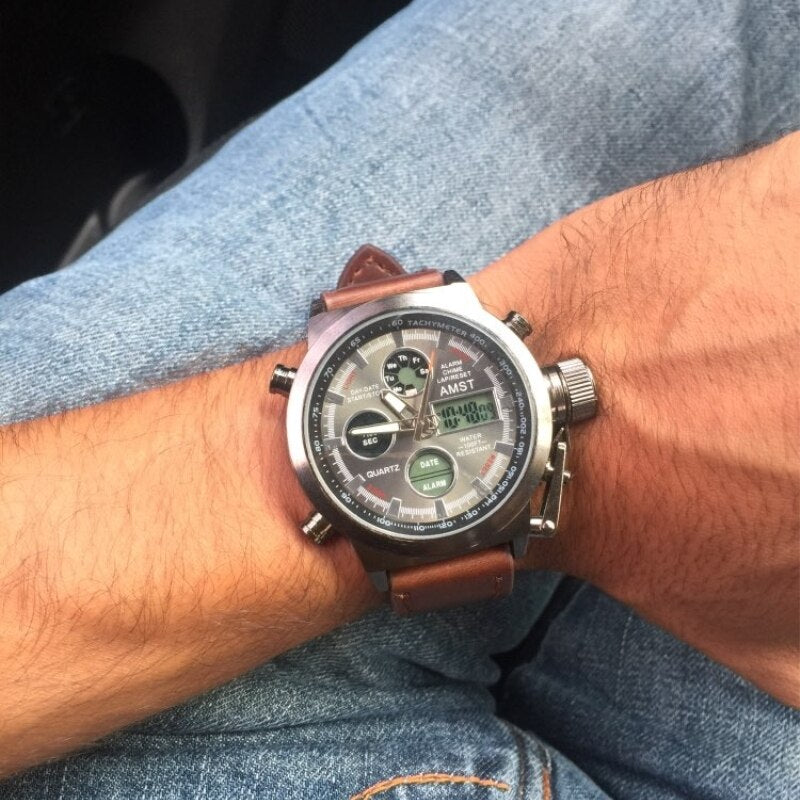 YSYH Wrangler Series Men's Watch 50 Meter Dive Leather Strap Military Watch Men's Waterproof Sports Quartz Alarm Clock New