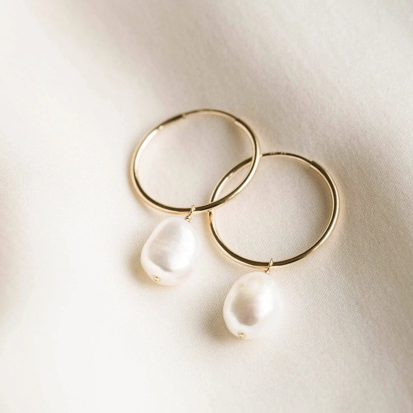 Baroque Pearl Hoop Earrings