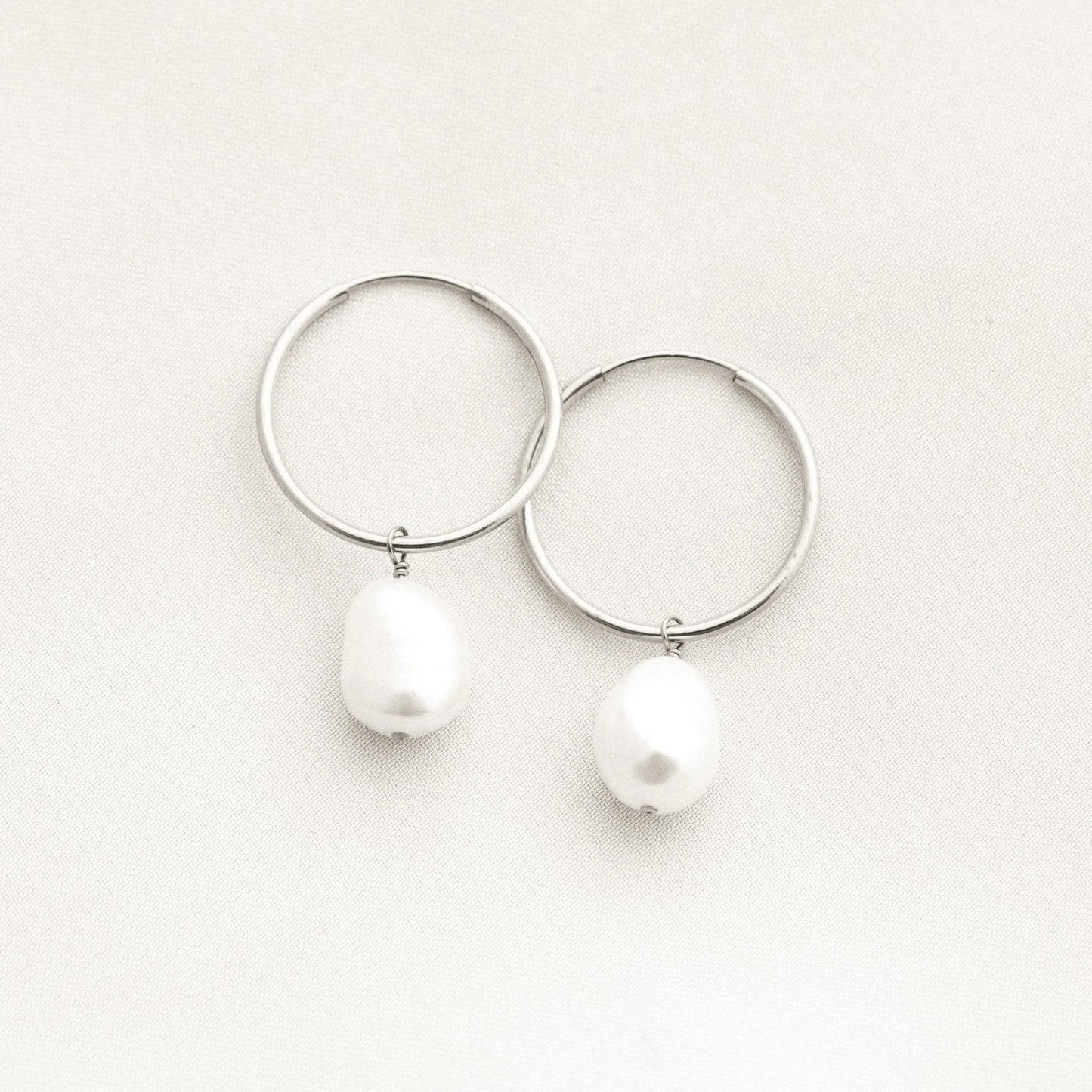 Baroque Pearl Hoop Earrings