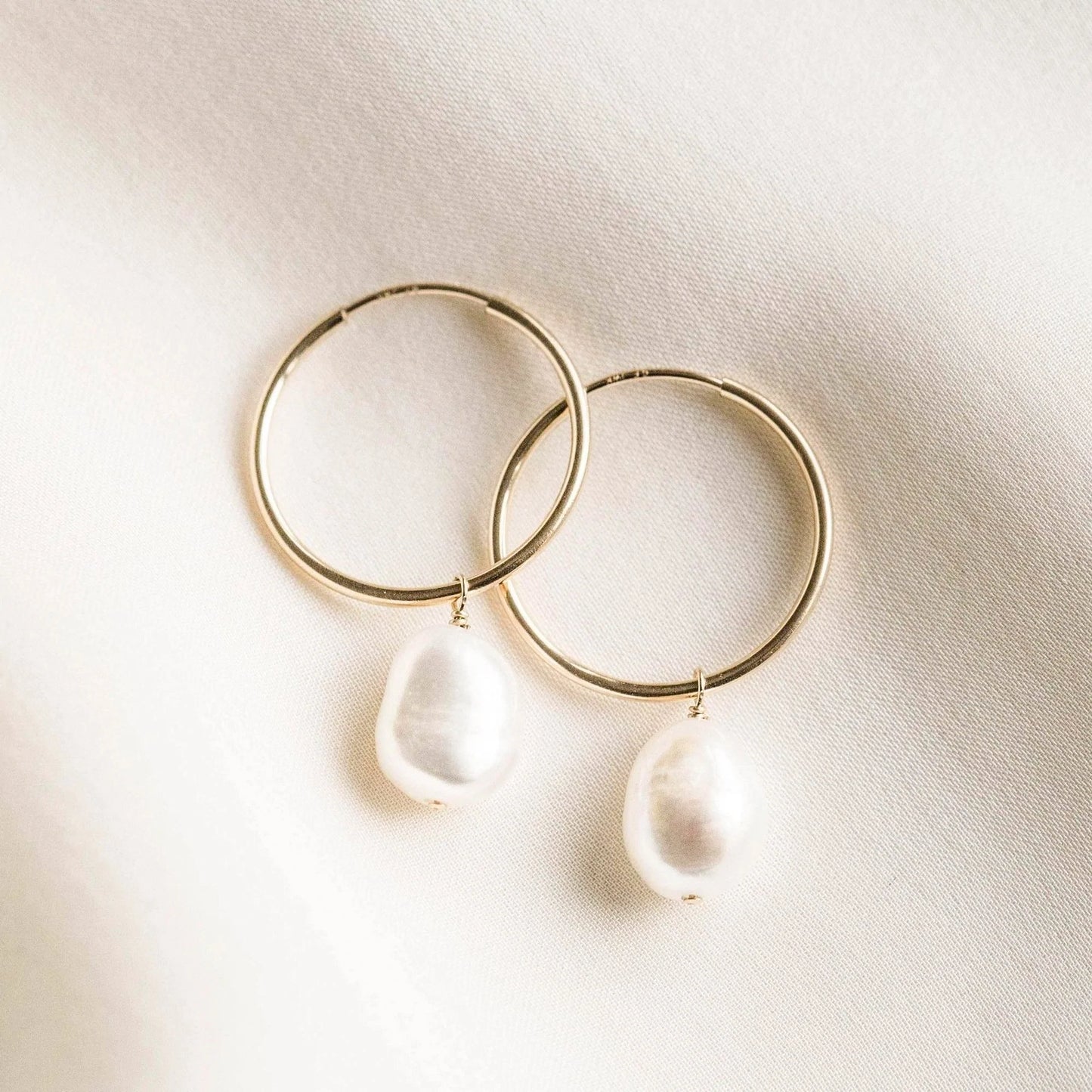 Baroque Pearl Hoop Earrings