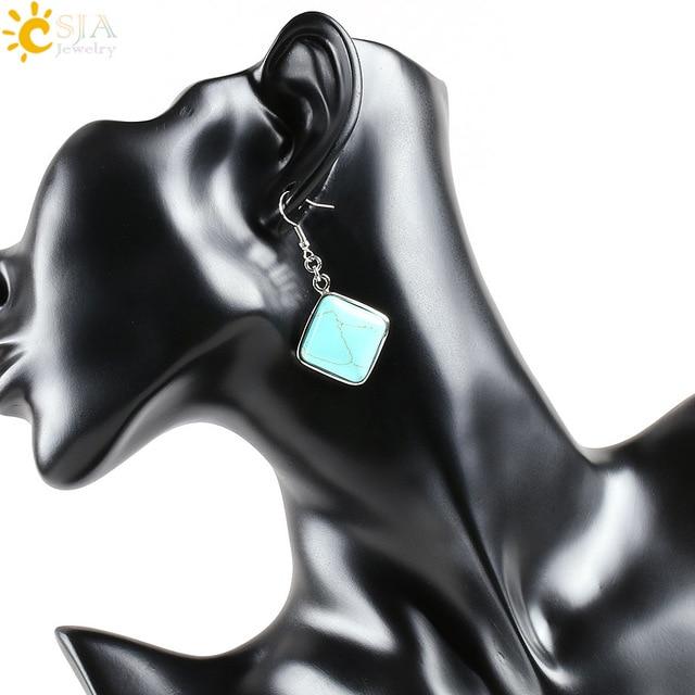 Square Gem Quartz Drop Earring-Earrings-Rossny