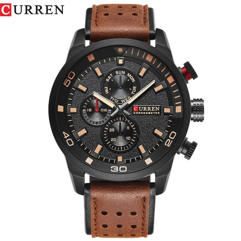 YSYH Luxury Analog Military Sports Watches High Quality Leather Strap Quartz Wristwatch