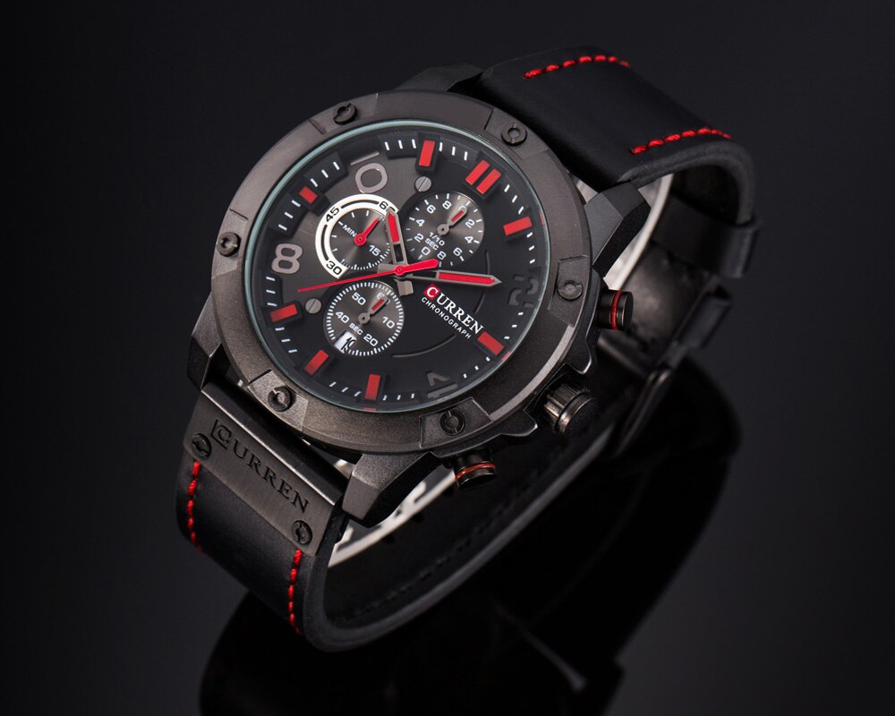 YSYH Men Watch Casual Chronograph Quartz Wristwatch Leather Strap Date Male Clock