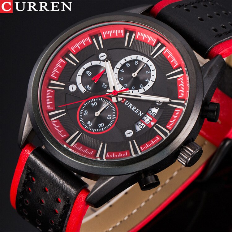 YSYH Brand Luxury Casual Military Quartz Sports Wristwatch Genuine Leather Strap Male Clock Chronograph Date Men Watches