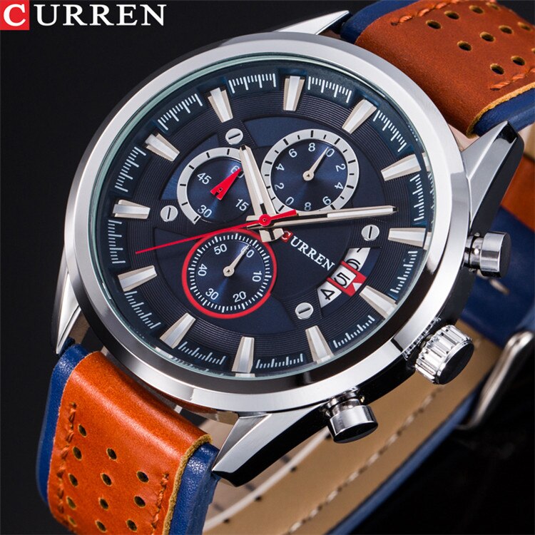 YSYH Brand Luxury Casual Military Quartz Sports Wristwatch Genuine Leather Strap Male Clock Chronograph Date Men Watches