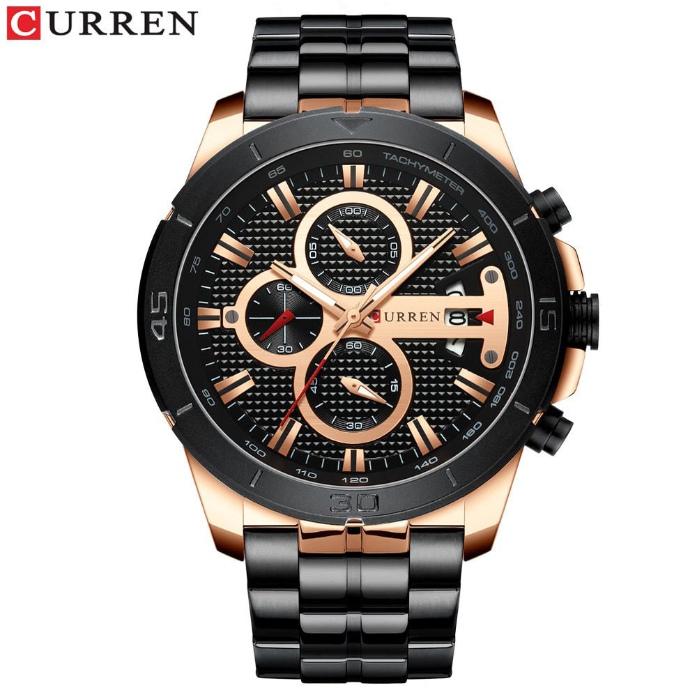 YSYH Men Watch Luxury Brand Stainless Steel Wrist Watch Chronograph Army Military Quartz Watches