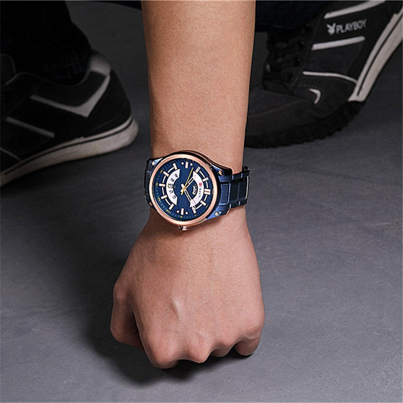 YSYH Calendar Watches Casual Sport Watch For Men 30M Water Resistant Stainless Steel Band Male Clock Luminous Wristwatches