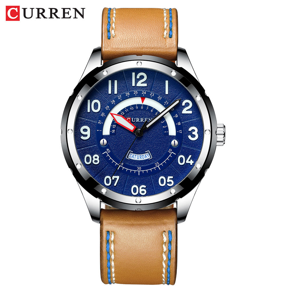 YSYH Casual Leather Strap Watch for Men Luxury Brand Military Green Clock Men Quartz Wristwatch Male Calendar Watch