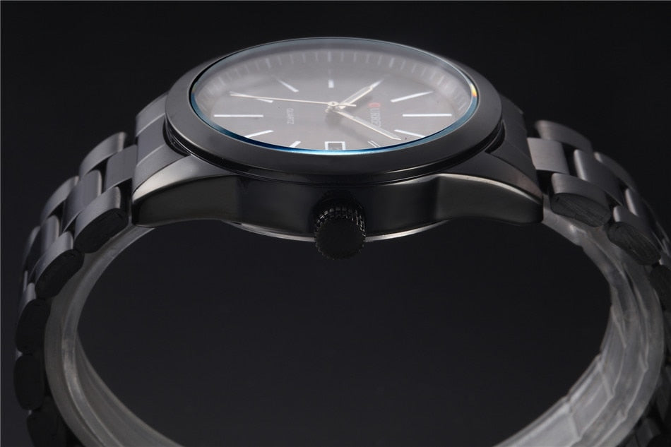 YSYH Classic Black Men Watch Big Dial Full Steel Male Clock Display Date Waterproof Hodinky