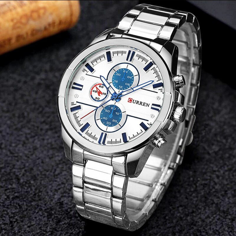 YSYH Classic Stainless Steel Strap Watches Men Military Analog Quartz Wristwatch For Mens Clock Casual Male Watch