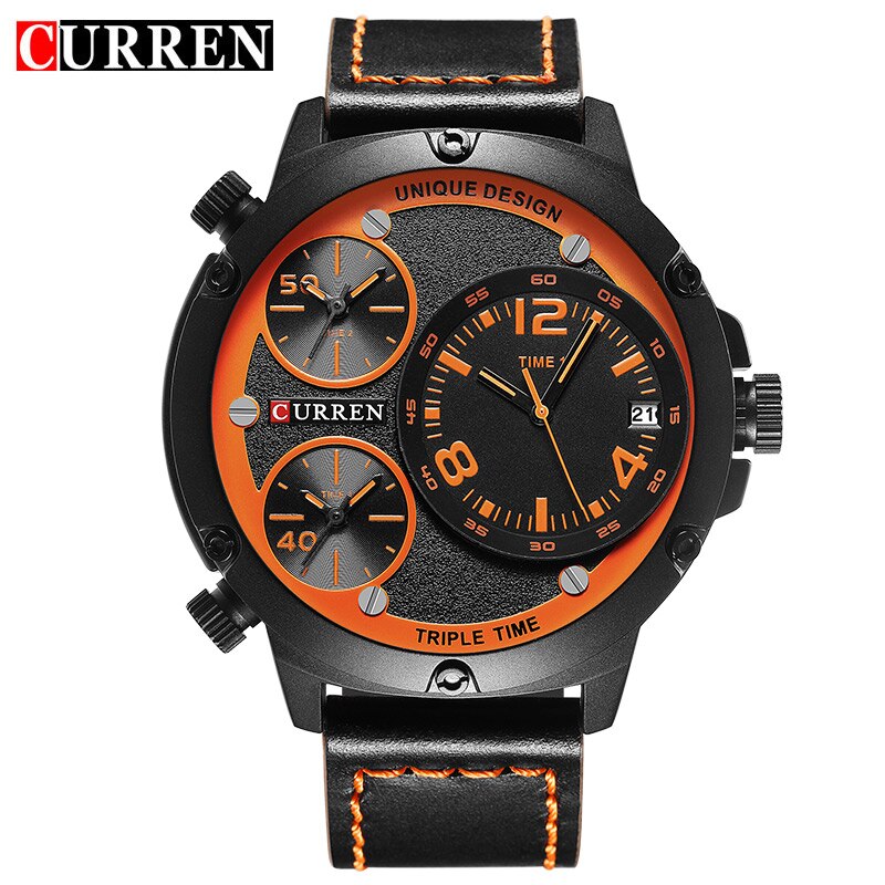 YSYH Casual Wristwatch Military Quartz Men's Watch Multiple Time Zone Leather Strap Male Clock