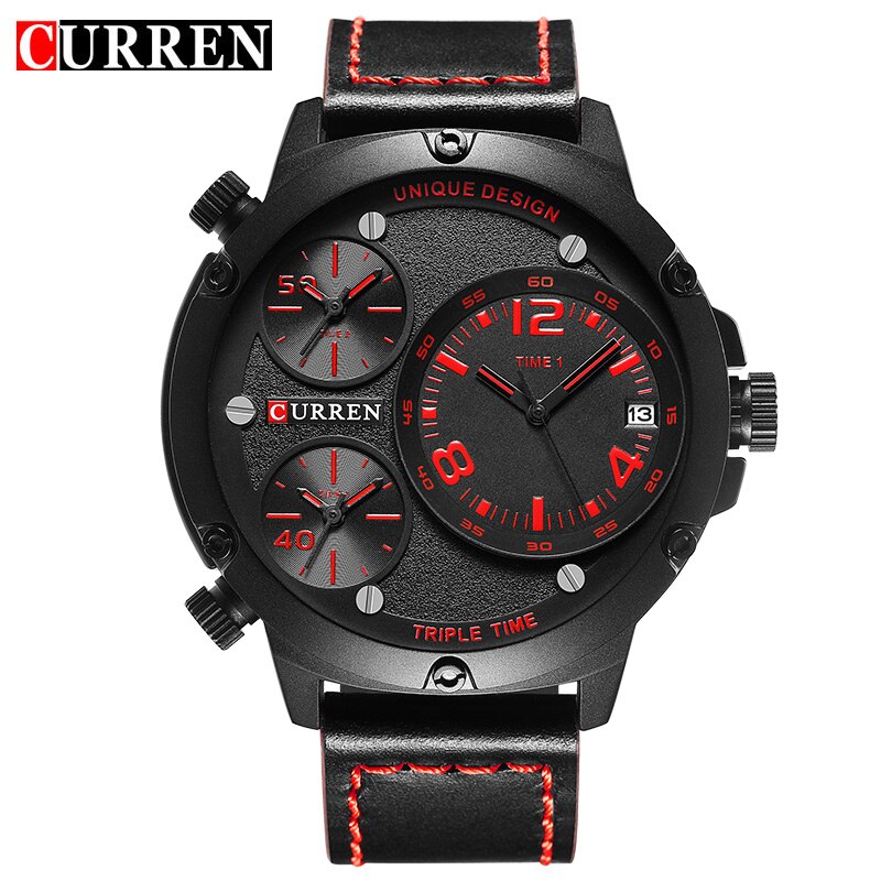 YSYH Casual Wristwatch Military Quartz Men's Watch Multiple Time Zone Leather Strap Male Clock