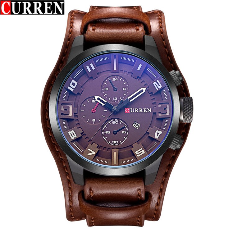 YSYH Casual Quartz Analog Military Sports Wristwatch Leather Strap Male Clock