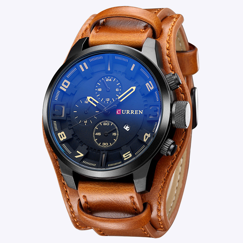 YSYH Casual Quartz Analog Military Sports Wristwatch Leather Strap Male Clock